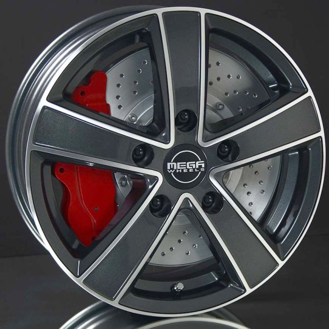 MEGA WHEELS Hercules 5 Anthracite grey front polished 6,5X16 i gruppen F�LGAR / ALUMINIUMF�LGAR hos Svenska Gummihuset AB (A161305H65MEWHHERAGP891)